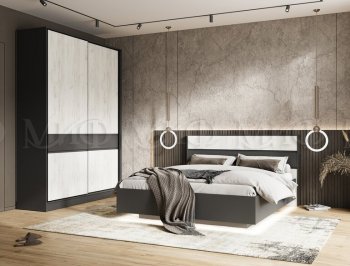 Кровать парящая с ПМ Роджина графит/крафт белый (Миф) в Реж - rezh.mebel-e96.ru