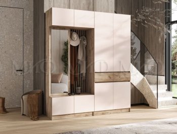 Прихожая Роджина крафт серый/кашемир, модульная (Миф) в Реж - rezh.mebel-e96.ru