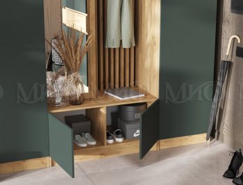 Прихожая Роджина крафт/изумруд, модульная (Миф) в Реж - rezh.mebel-e96.ru