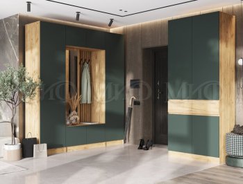 Прихожая Роджина крафт/изумруд, модульная (Миф) в Реж - rezh.mebel-e96.ru