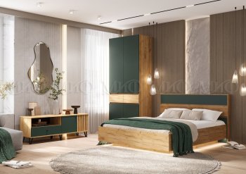 Спальный гарнитур Роджина крафт/изумрудный, модульный (Миф) в Реж - rezh.mebel-e96.ru