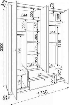 Саванна (спальня) М01 Шкаф четырехдверный БОДЕГА СВЕТЛ. в Реж - rezh.mebel-e96.ru