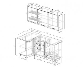 Угловой кухонный гарнитур Санторини МДФ 1800х1000 мм в Реж - rezh.mebel-e96.ru