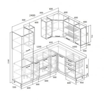 Угловой кухонный гарнитур Муссон 2400*1600 мм Sanvut в Реж - rezh.mebel-e96.ru