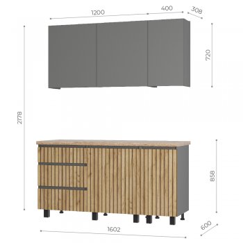 Кухонный гарнитур Шерлок 1600 мм (БТС) в Реж - rezh.mebel-e96.ru