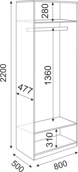 Шкаф 2-х створчатый 800 мм  Беатрис (модуль 2) (Риннер) в Реж - rezh.mebel-e96.ru