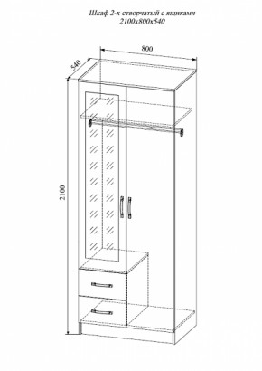 Шкаф 2-х створчатый с зеркалом Софи СШК 800.3 (ДСВ) в Реж - rezh.mebel-e96.ru