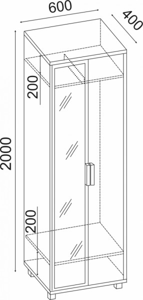 Шкаф 600 с зеркалом West (Риннер) в Реж - rezh.mebel-e96.ru