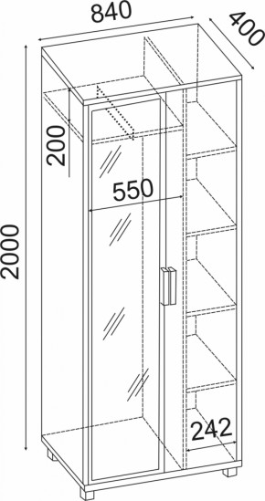 Шкаф 800 с зеркалом West (Риннер) в Реж - rezh.mebel-e96.ru