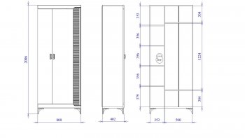 Шкаф 800 мм 2-дверный NEW Сиде Белый (СБК) в Реж - rezh.mebel-e96.ru