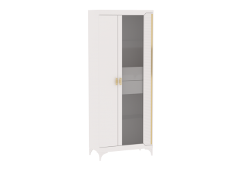 Пенал со стеклом широкий NEW Сиде Белый (СБК) в Реж - rezh.mebel-e96.ru