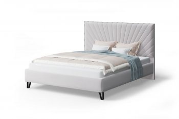 Кровать с ПМ Сильвия мягкая Moonlight (серо-бежевый), 1600 (МЛК) в Реж - rezh.mebel-e96.ru