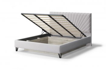 Кровать с ПМ Сильвия мягкая Moonlight (серо-бежевый), 1600 (МЛК) в Реж - rezh.mebel-e96.ru