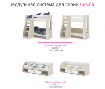 Набор детской мебели Симба дуб-белый глянец (СтендМ) в Реж - rezh.mebel-e96.ru