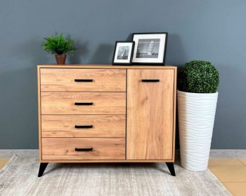 Комод-Тумба (1дв,4ящ) SVETLANA LOFT, дуб золотой (Генезис) в Реж - rezh.mebel-e96.ru