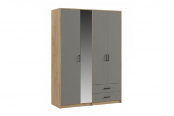 Шкаф 1500 мм  4-х ств. с зеркалом 2 ящ. SVETLANA LOFT, Дуб золотой/Серый (Генезис) в Реж - rezh.mebel-e96.ru