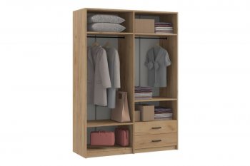 Шкаф 1500 мм  4-х ств. с зеркалом 2 ящ. SVETLANA LOFT, дуб золотой (Генезис) в Реж - rezh.mebel-e96.ru