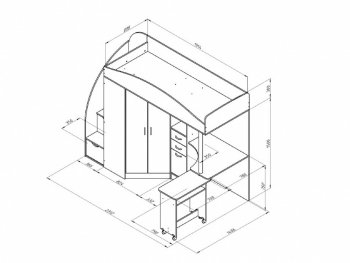 Кровать-чердак Теремок 1 Гранд сонома/зеленый текстиль (ФМ) в Реж - rezh.mebel-e96.ru