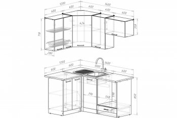Кухонный гарнитур Терция мега прайм 1200х1600 мм (Герда) в Реж - rezh.mebel-e96.ru