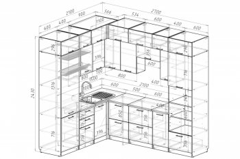 Кухонный гарнитур Терция гранд прайм 2100х2700 мм (Герда) в Реж - rezh.mebel-e96.ru
