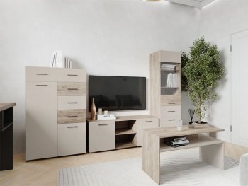 Тумба ТВ Турин ЛДСП крафт серый/кашемир (ВВР) в Реж - rezh.mebel-e96.ru