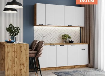КУхонный гарнитур Валерия 1800 мм вотан/белый (Сурская) в Реж - rezh.mebel-e96.ru