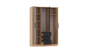 Шкаф 1300 мм 83.08 Вегас (3-х дв.) черный (Олмеко) в Реж - rezh.mebel-e96.ru