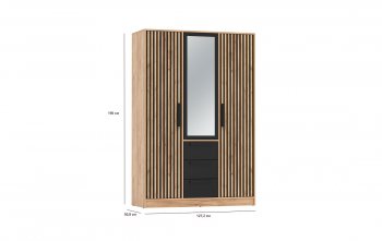 Шкаф 1300 мм 83.08 Вегас (3-х дв.) черный (Олмеко) в Реж - rezh.mebel-e96.ru
