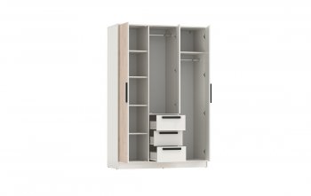 Шкаф 1300 мм 83.08 Вегас (3-х дв.) белый (Олмеко) в Реж - rezh.mebel-e96.ru
