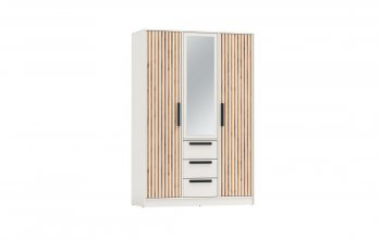 Шкаф 1300 мм 83.08 Вегас (3-х дв.) белый (Олмеко) в Реж - rezh.mebel-e96.ru