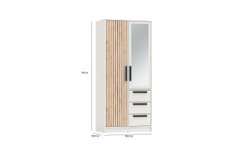 Шкаф 850 мм 83.09 Вегас (2-х дв.) с зеркалом белый (Олмеко) в Реж - rezh.mebel-e96.ru