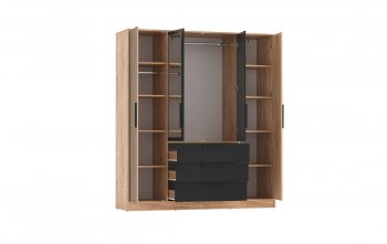 Шкаф 1700 мм 83.07 Вегас (4-х дв.) черный (Олмеко) в Реж - rezh.mebel-e96.ru