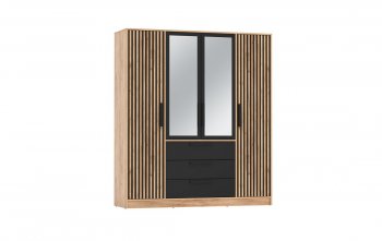 Шкаф 1700 мм 83.07 Вегас (4-х дв.) черный (Олмеко) в Реж - rezh.mebel-e96.ru