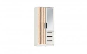 Шкаф 850 мм 83.09 Вегас (2-х дв.) с зеркалом белый (Олмеко) в Реж - rezh.mebel-e96.ru