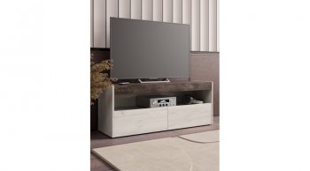ТВ тумба Вегас Дуб Крафт Белый/Ателье темн. (Лин) в Реж - rezh.mebel-e96.ru