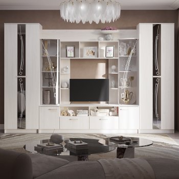 Стенка Венеция ясень белый (БТС) в Реж - rezh.mebel-e96.ru