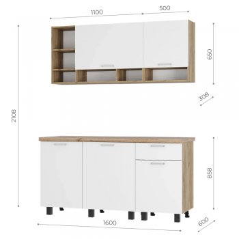 Кухонный гарнитур 1600 мм Вика (БТС) в Реж - rezh.mebel-e96.ru