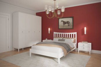 Кровать из массива Виола белый античный (БМ) в Реж - rezh.mebel-e96.ru