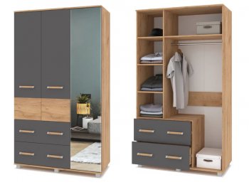 Шкаф 1200 мм Виора 3-х ств. с зеркалом и ящиками В33 (Модерн) в Реж - rezh.mebel-e96.ru