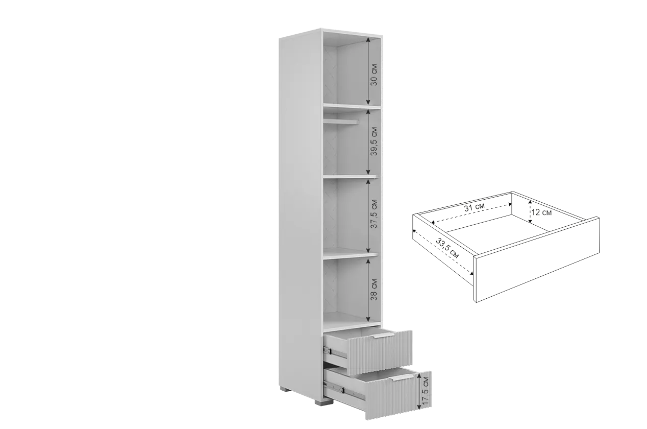 Шкаф-пенал 400 мм однодверный 107.01 Зефир розовый (Мебельсон) в Реж - rezh.mebel-e96.ru